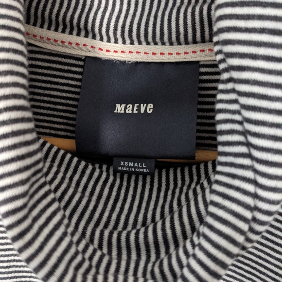 Anthropologie Maeve Oversized Black and White Striped Cowl Neck Top XS - Picture 6 of 10